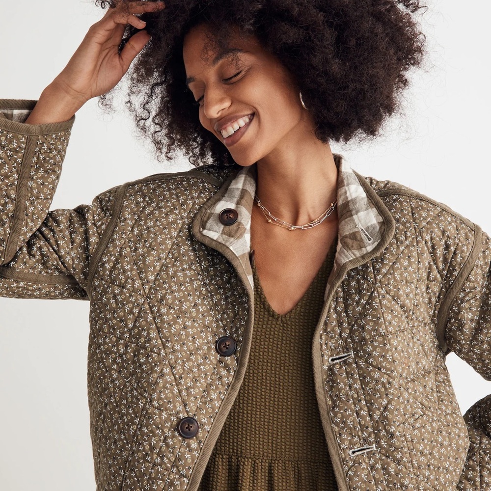 Madewell Reversible Quilted Jacket in Campden Daisies